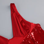 Red Sequin V-Neck Mermaid Gown H7061