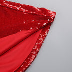 Red Sequin V-Neck Mermaid Gown H7061