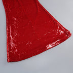 Red Sequin V-Neck Mermaid Gown H7061