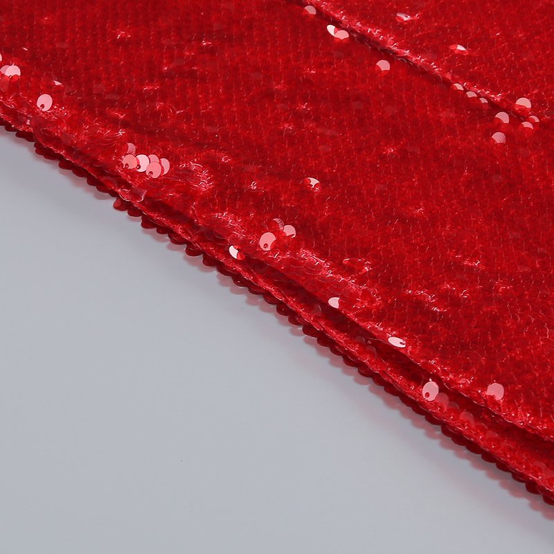 Red Sequin V-Neck Mermaid Gown H7061