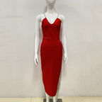 Red Slit Side Maxi Dress H3700