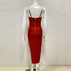 Red Slit Side Maxi Dress H3700
