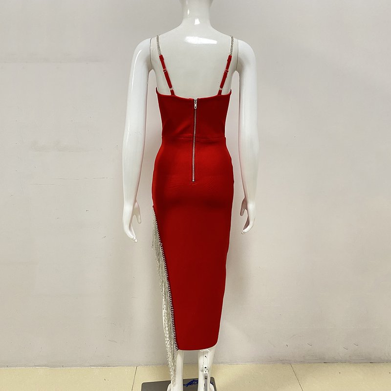 Red Slit Side Maxi Dress H3700