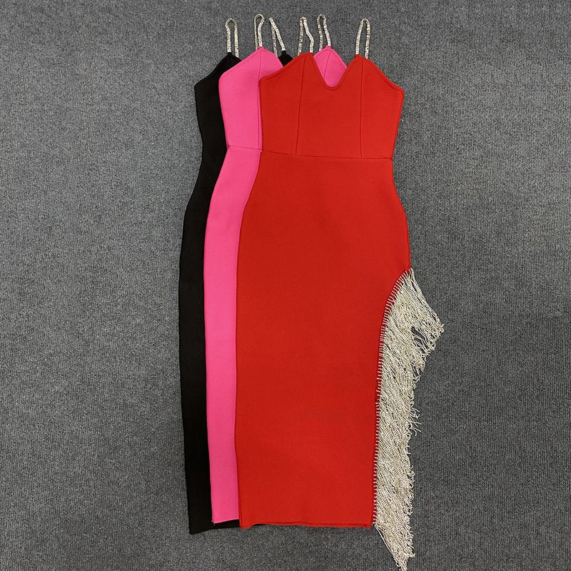 Red Slit Side Maxi Dress H3700