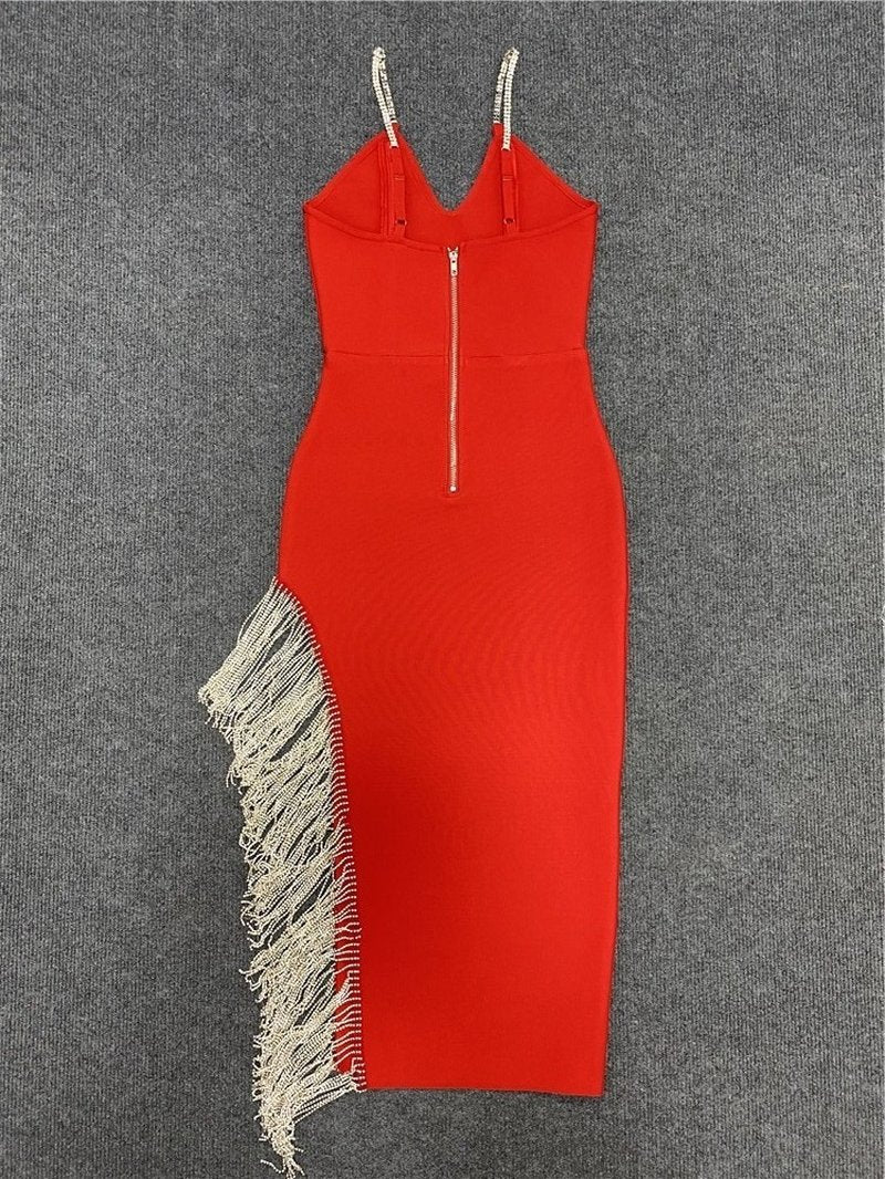 Red Slit Side Maxi Dress H3700