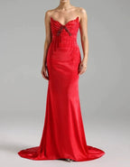 Red Strapless Beaded Mermaid Gown H6578