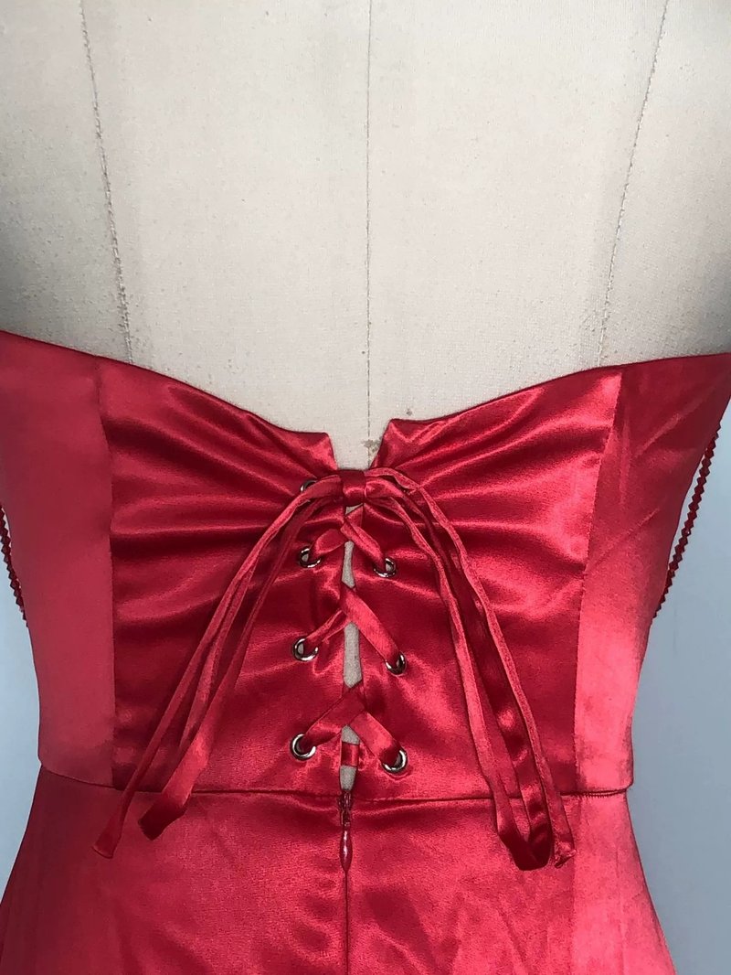 Red Strapless Beaded Mermaid Gown H6578