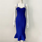 Red Strapless Mermaid Bandage Dress H5137
