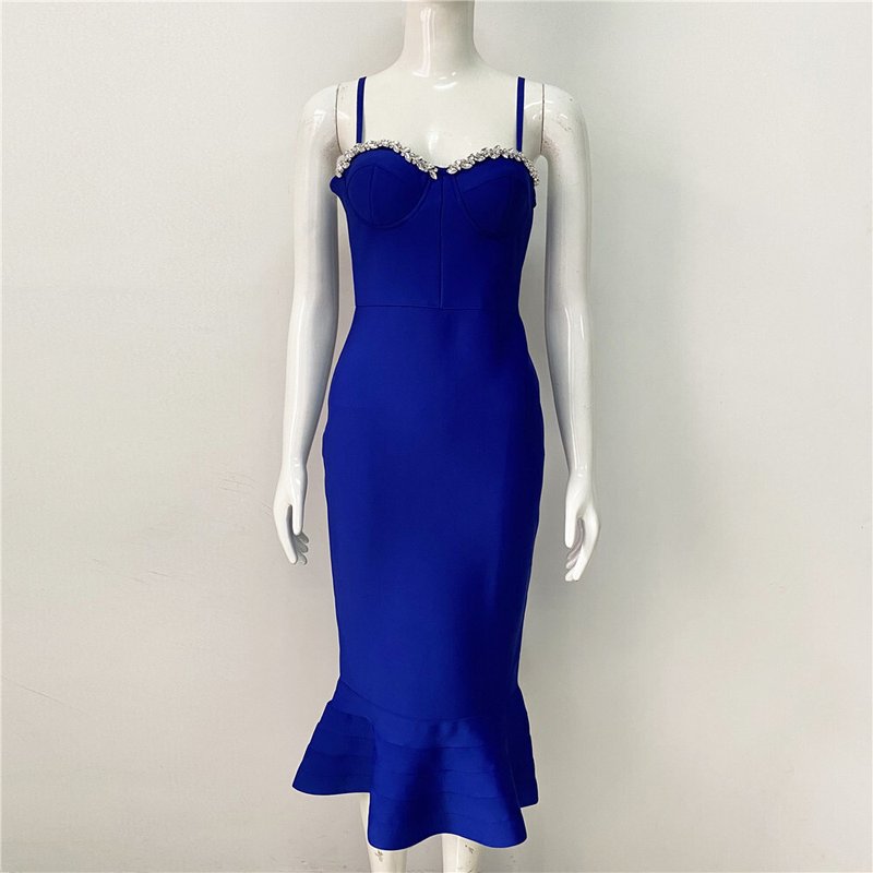 Red Strapless Mermaid Bandage Dress H5137