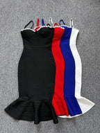 Red Strapless Mermaid Bandage Dress H5137