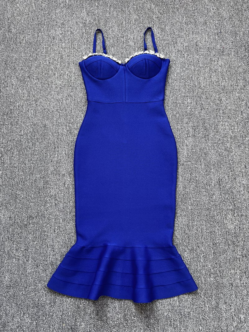 Red Strapless Mermaid Bandage Dress H5137