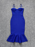 Red Strapless Mermaid Bandage Dress H5137
