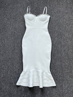 Red Strapless Mermaid Bandage Dress H5137