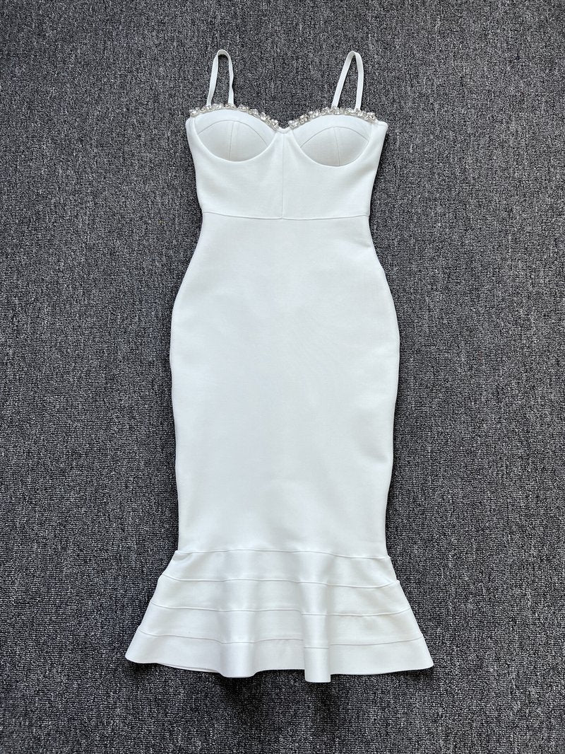 Red Strapless Mermaid Bandage Dress H5137
