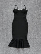 Red Strapless Mermaid Bandage Dress H5137