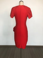 Red Strapless Ruched Midi Dress H6672