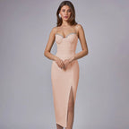 Red Strappy Embellished Midi Dress H4411