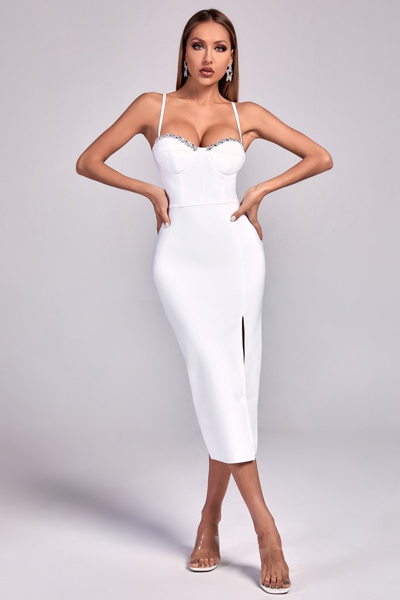 Red Strappy Embellished Midi Dress H4411