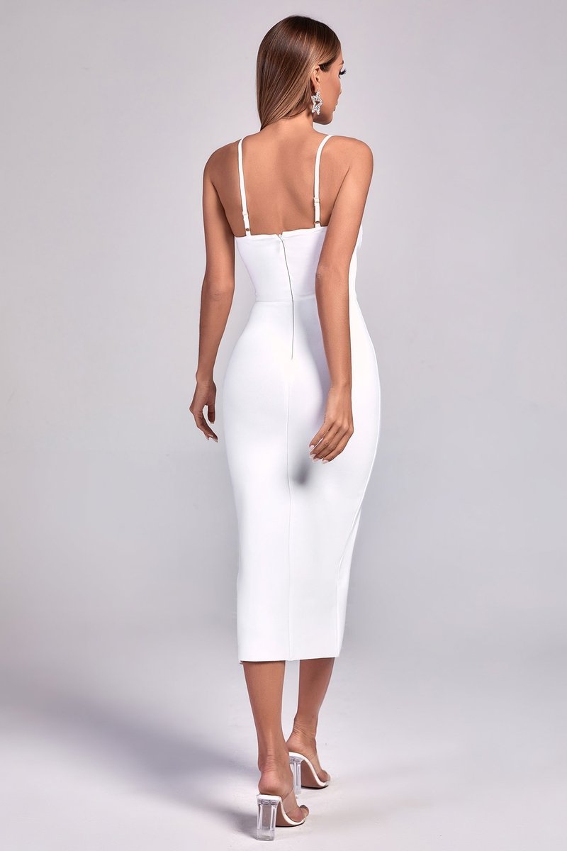 Red Strappy Embellished Midi Dress H4411