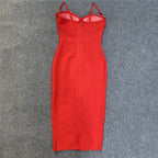 Red Strappy Embellished Midi Dress H4411