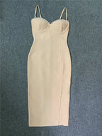 Red Strappy Embellished Midi Dress H4411