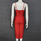 Red Strappy Embellished Midi Dress H4411