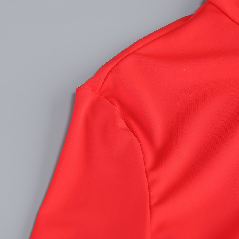 Red Turtleneck Pleated Sleeve Dress H6891