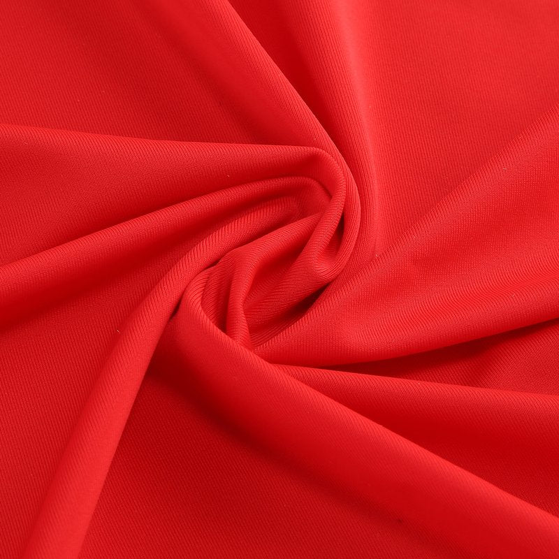 Red Turtleneck Pleated Sleeve Dress H6891