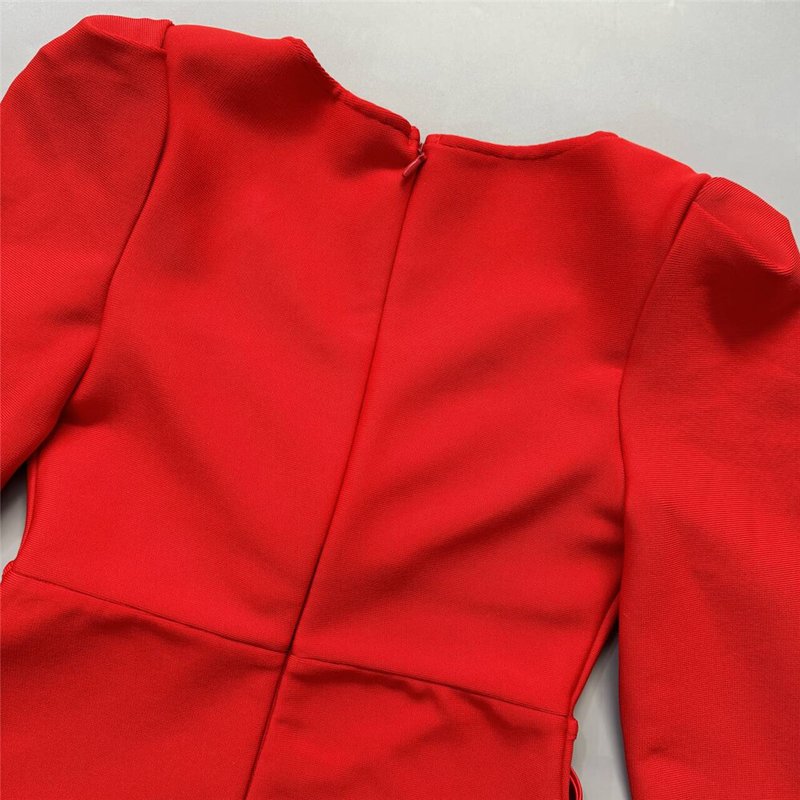 Red Velvet Cutout Long Sleeve Gown H6654