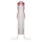 Red White Striped Fringe Maxi Dress H4940
