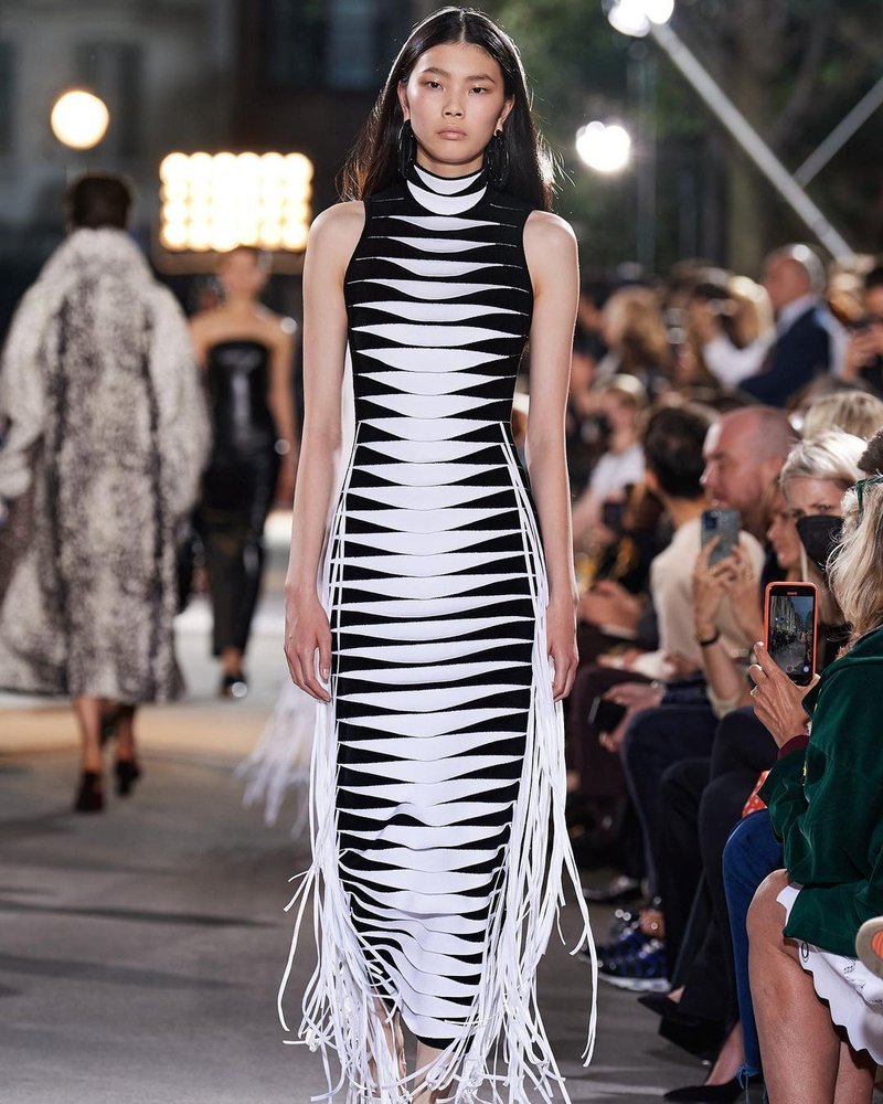 Red White Striped Fringe Maxi Dress H4940