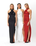 Rose Embellished Halter Maxi Dress H5818