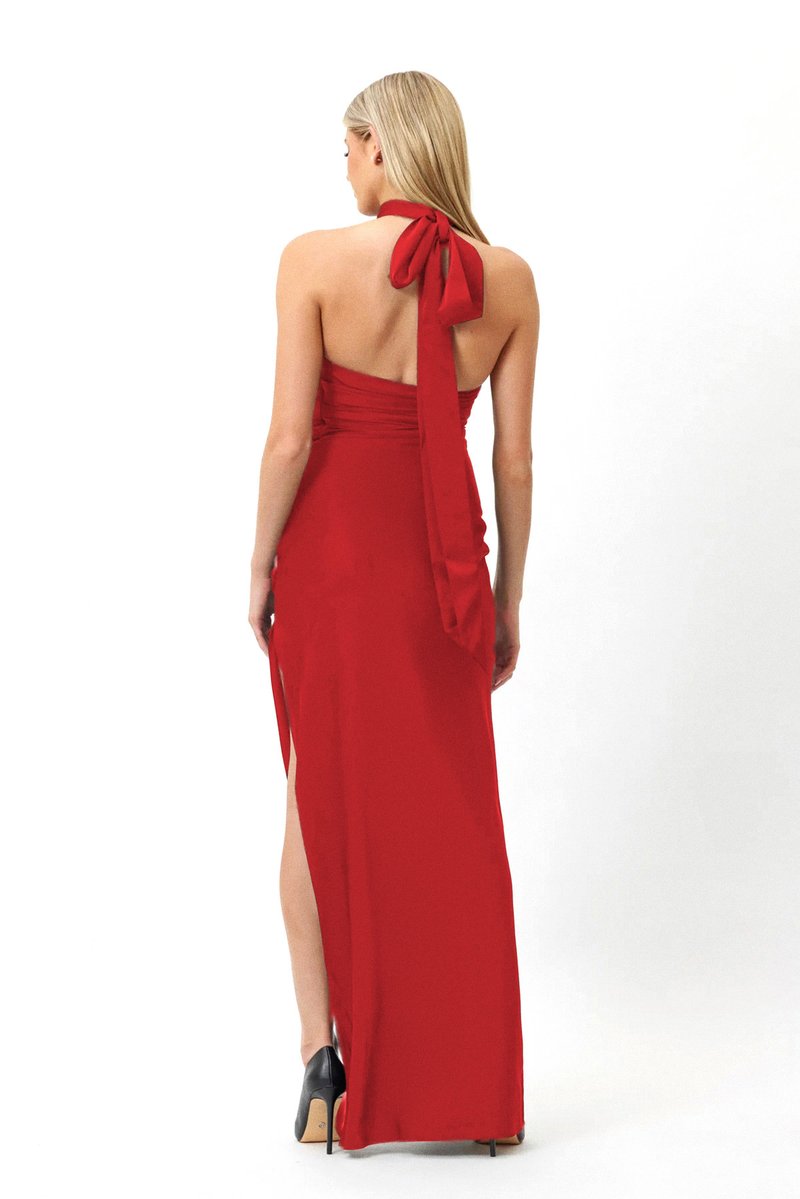 Rose Embellished Halter Maxi Dress H5818
