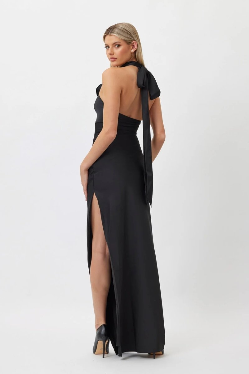Rose Embellished Halter Maxi Dress H5818