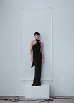 Rose Embellished Halter Maxi Dress H5818