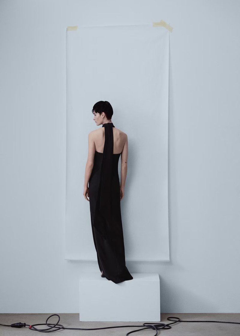 Rose Embellished Halter Maxi Dress H5818