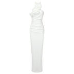 Rose Embellished Halter Maxi Dress H5818