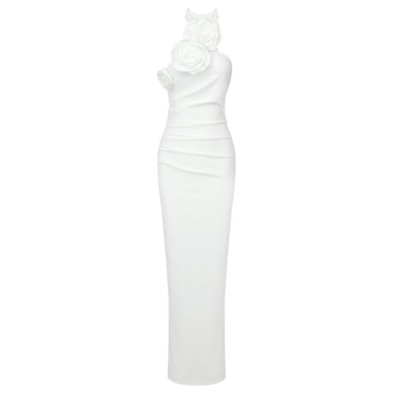 Rose Embellished Halter Maxi Dress H5818