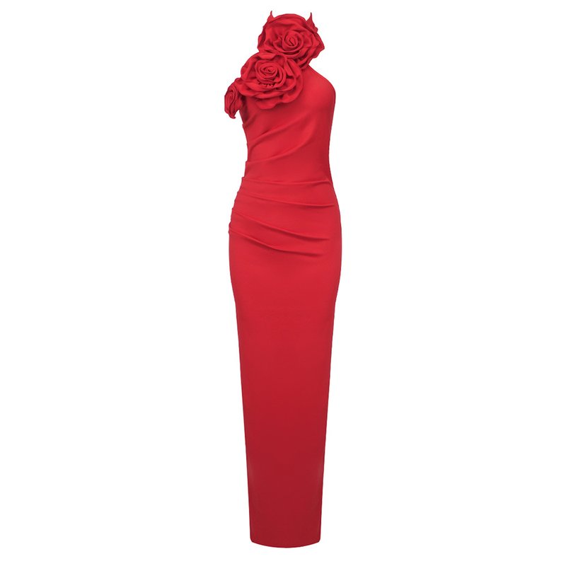 Rose Embellished Halter Maxi Dress H5818