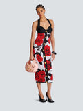 Rose Print Halter Midi Dress H6229