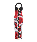 Rose Print Halter Midi Dress H6229