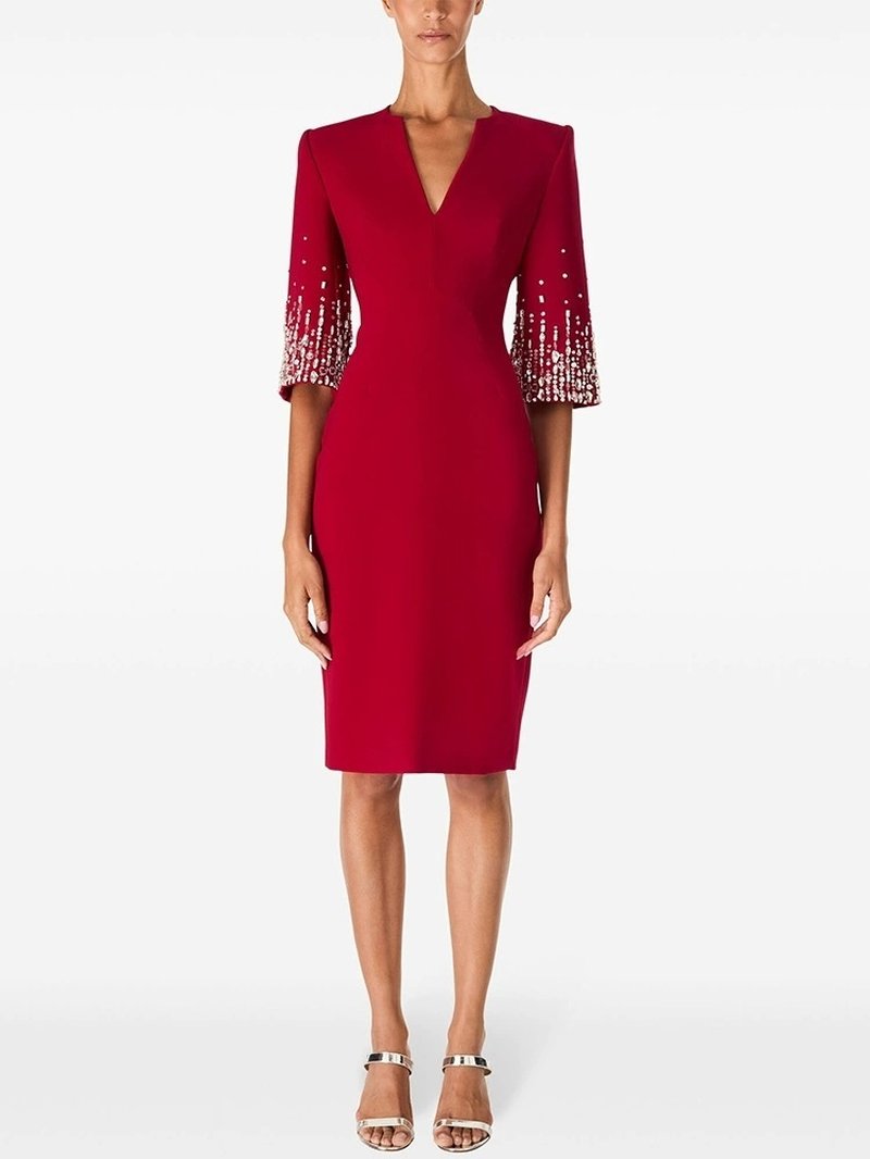 Royal Blue Beaded Sleeve Midi Dress H6599