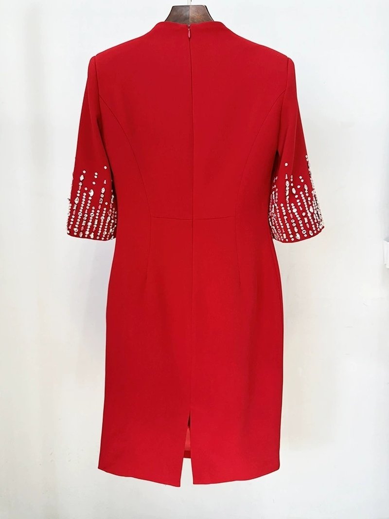 Royal Blue Beaded Sleeve Midi Dress H6599