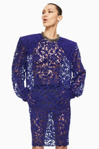 Royal Blue Lace Sheath Dress H6991