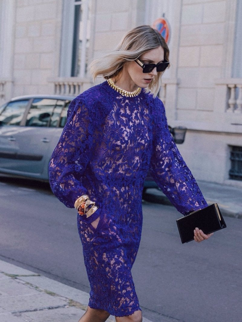 Royal Blue Lace Sheath Dress H6991