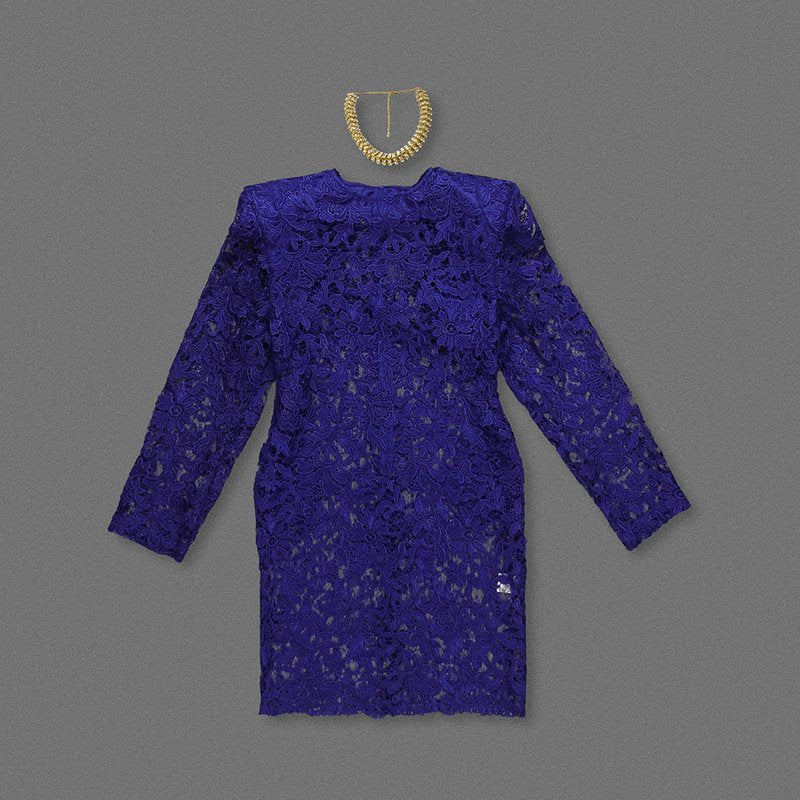 Royal Blue Lace Sheath Dress H6991