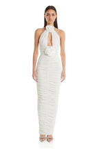 Ruched Halter White Mermaid Gown H6649
