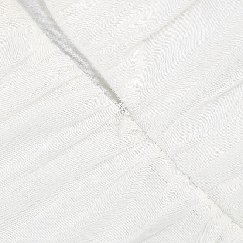 Ruched Halter White Mermaid Gown H6649