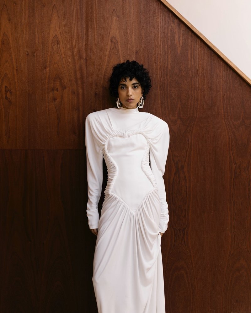 Ruched Heart Cutout Maxi Dress H7130