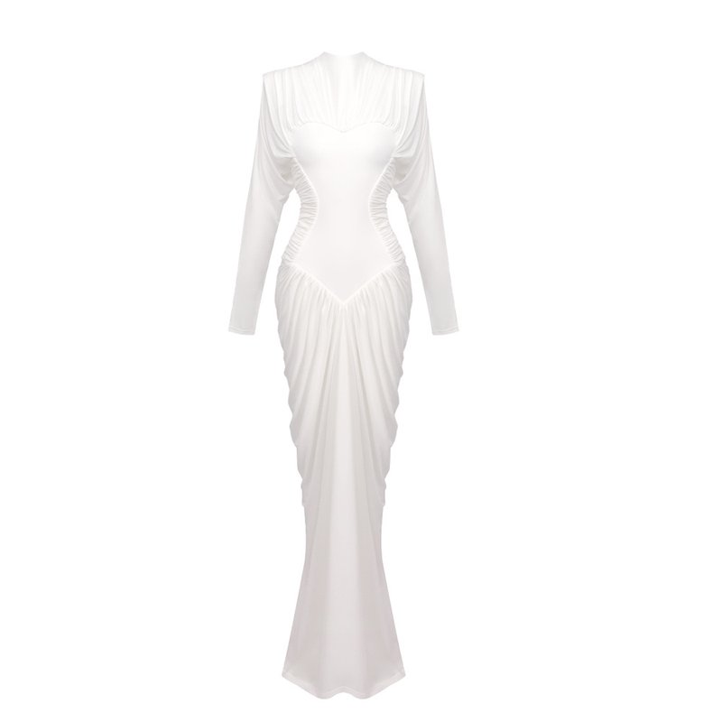 Ruched Heart Cutout Maxi Dress H7130
